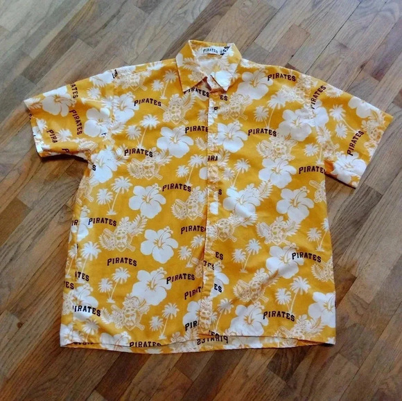 Pittsburgh Pirates Button Down Short Sleeve Hawaiian Shirt Size XL - Picture 10 of 10